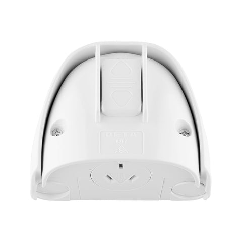 DETA Weatherproof Single Power Point with Paddle Lock, White, 10A 240V, Surface Mount (6297B)