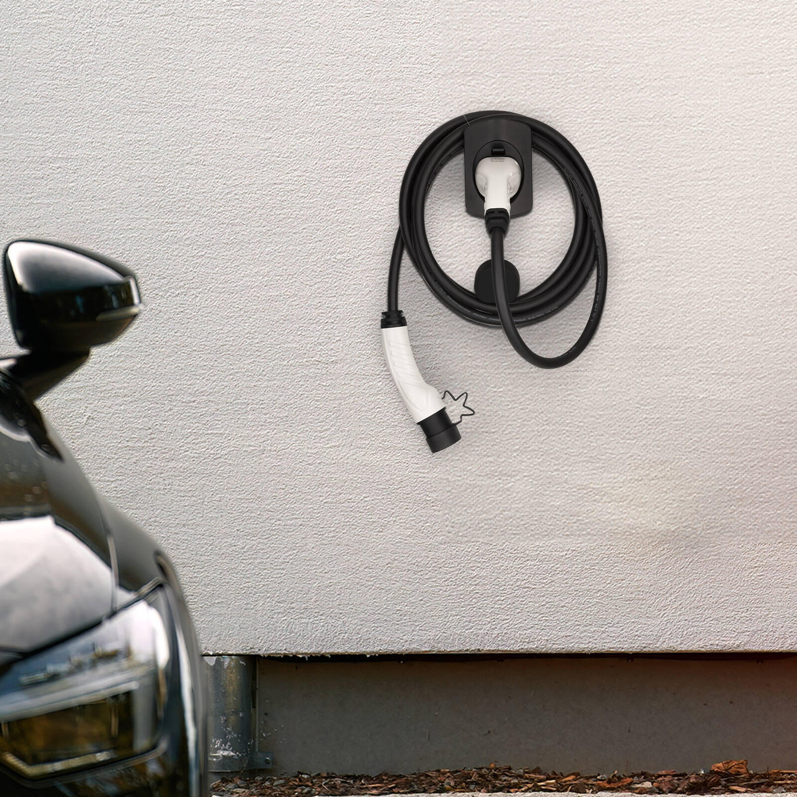 Arlec Heavy Duty EV Charger Cable Holder, Black Polycarbonate