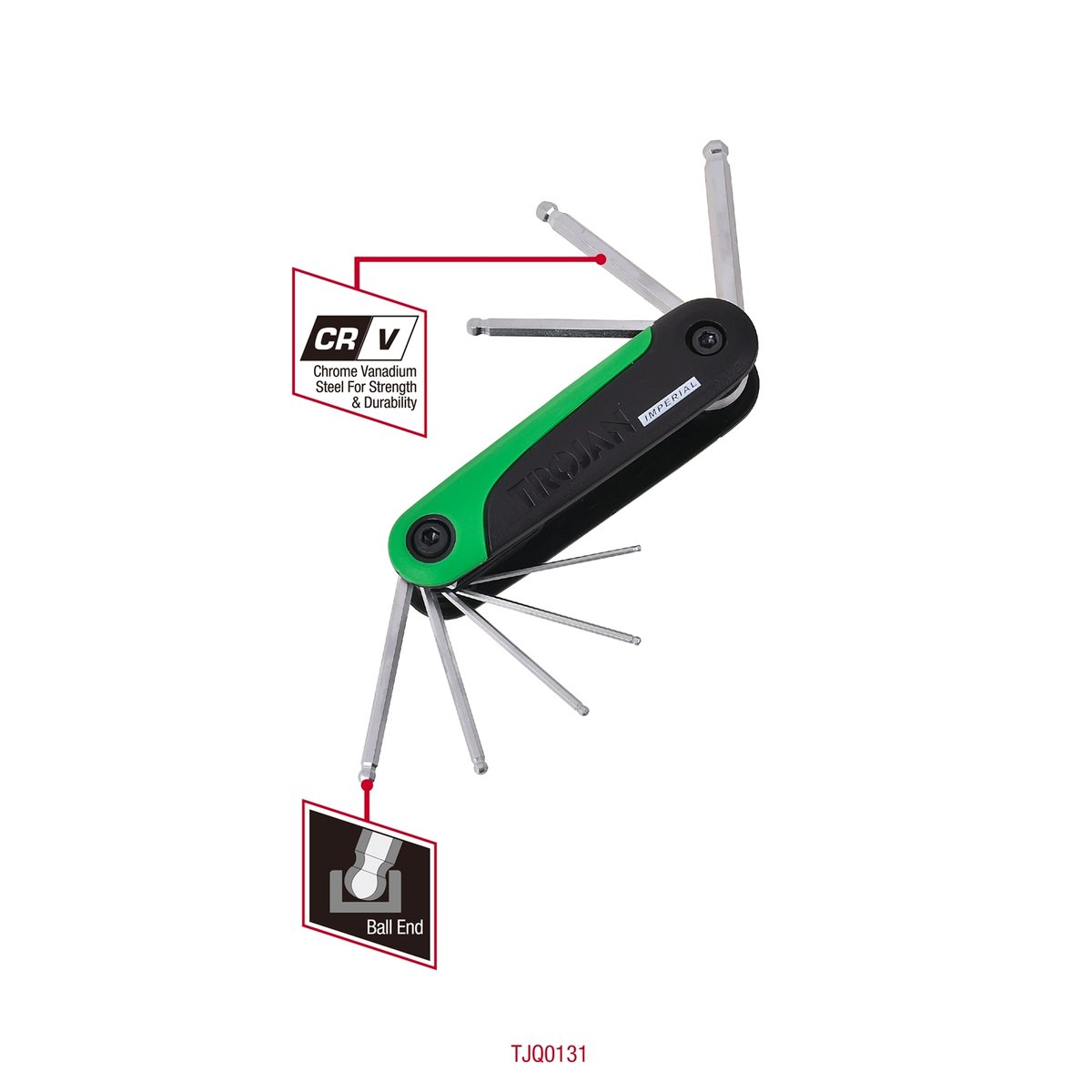 Trojan 8 Piece Imperial Hex Key Set, CRV