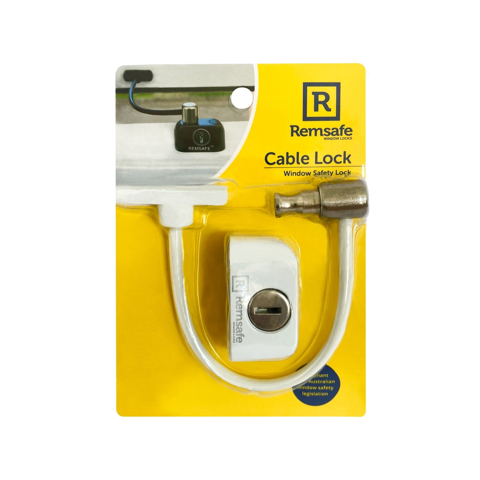 Remsafe White Window Restrictor Cable Lock Keyed