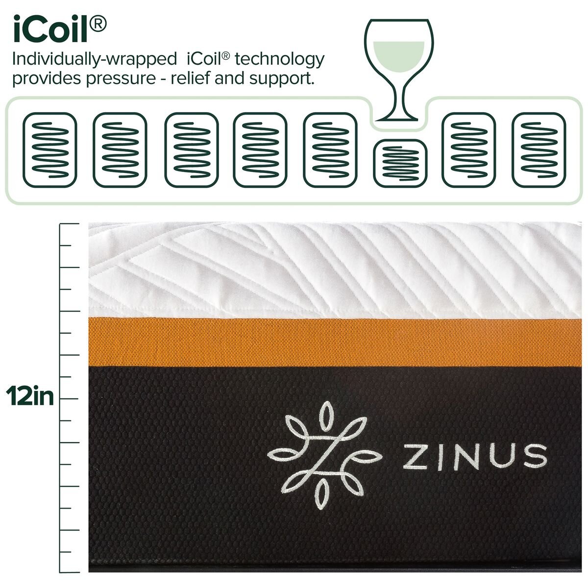 Zinus Deluxe 30cm Hybrid Mattress King - Pocket Spring, 3 Zone Memory Foam - AU-MSHPHB-12K