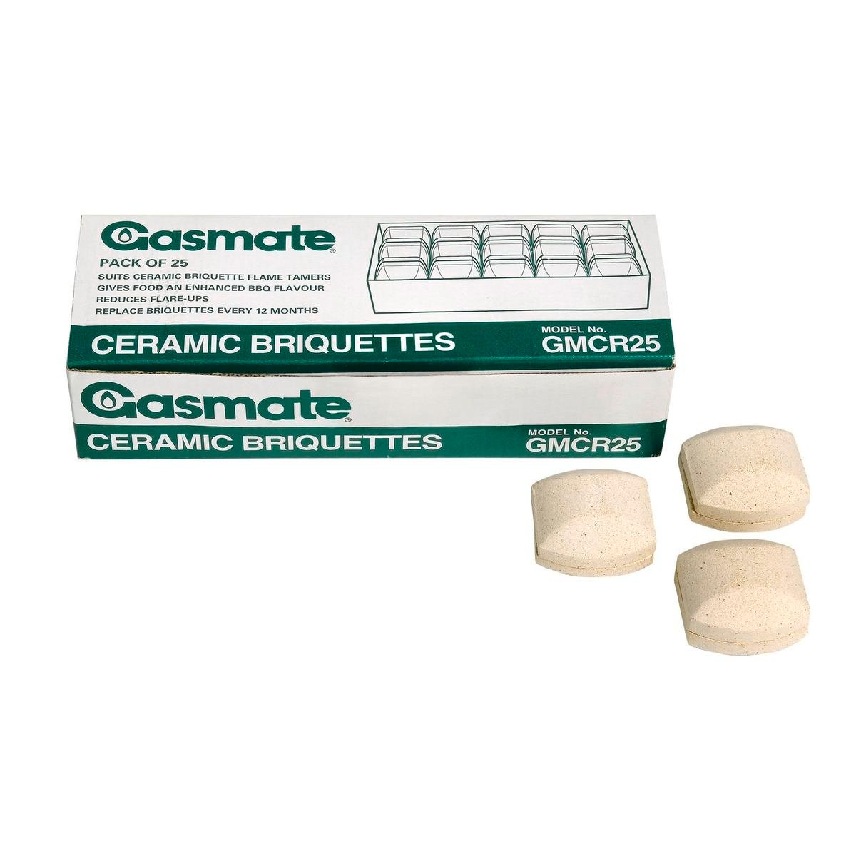 Gasmate Ceramic Bbq Briquette - 50mm x 50mm x 20mm - Ceramic - 25 Pack - SuperSaverAU - view 1