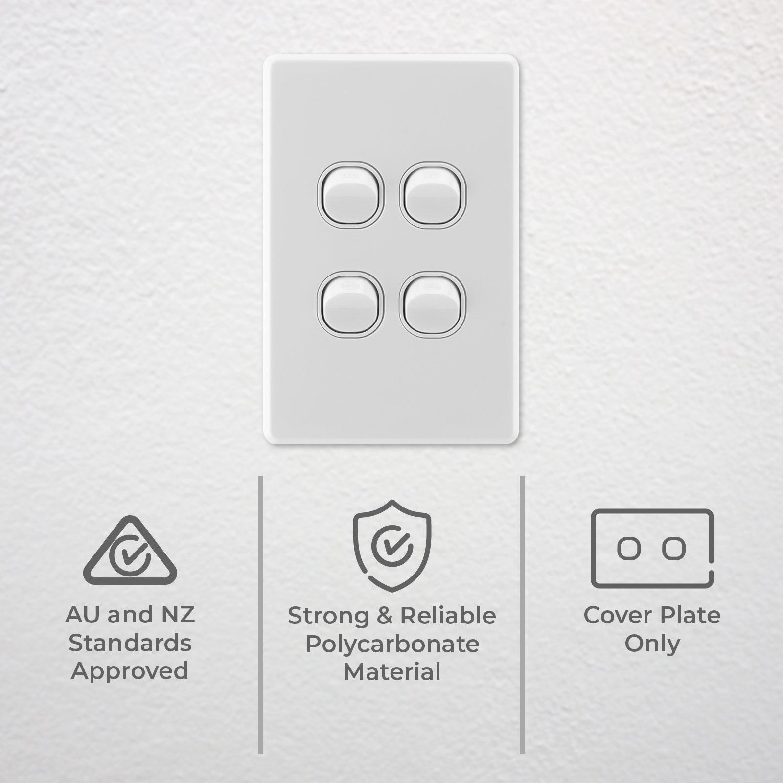 DETA S-Line Gloss White Quad Vertical Wall Switch 240V 10A 6364VB