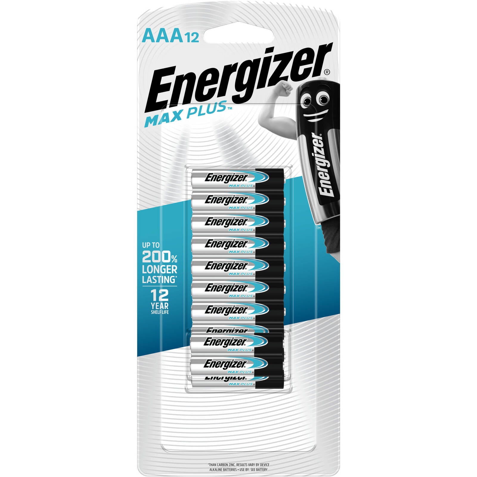 Energizer Max Plus AAA Alkaline Batteries 1.5V Long Lasting 12 Pack