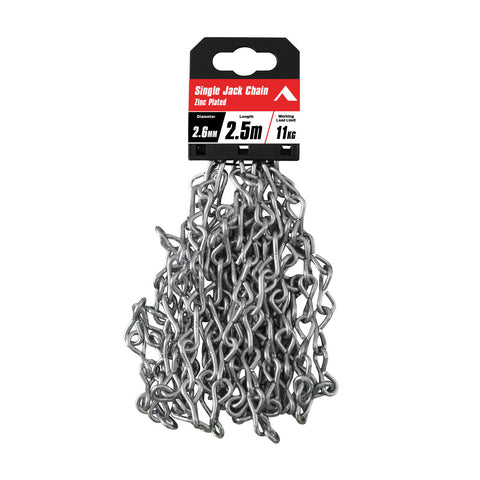 Pinnacle 2.6mm x 2.5m Zinc Plated Single Jack Chain