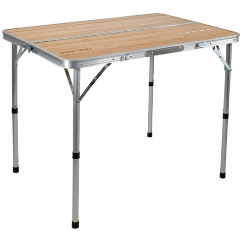 BlackWolf adjustable camping table - aluminium frame, bamboo top, 370 to 680mm height - 32S001311571000
