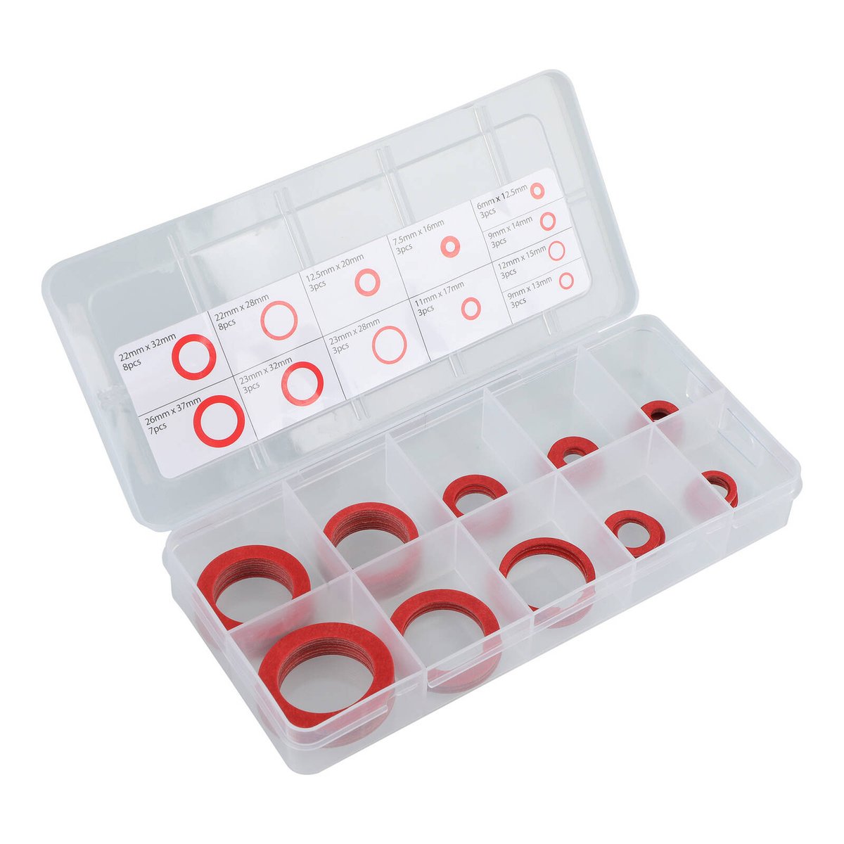 Syneco Assorted Fibre Body Washers 50 Pack Red Hot and Cold Water Tap Spindle Washers