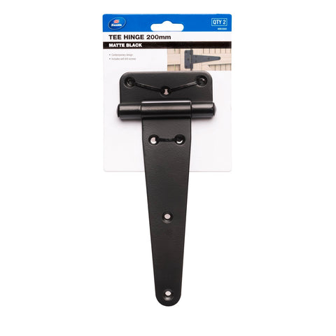Zenith 200mm Matte Black Steel Tee Gate Hinge - 2 Pack