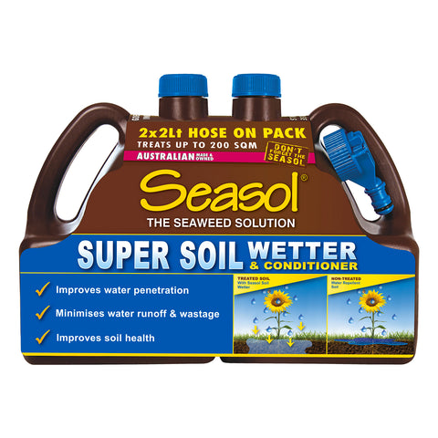 Seasol 2 x 2L Hose On Super Soil Wetter & Conditioner Twin Pack