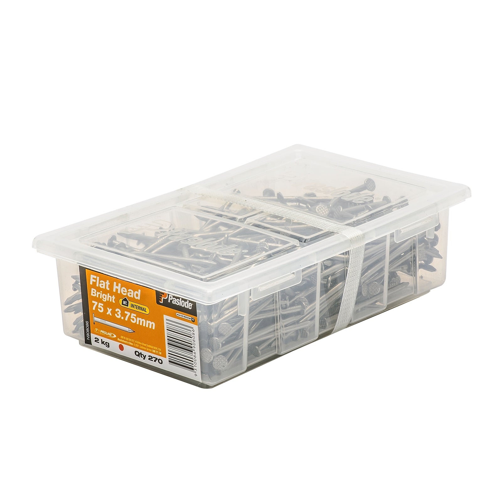 Paslode Bright Steel Flat Head Nails 75 x 3.75mm 2kg - 270 Pack