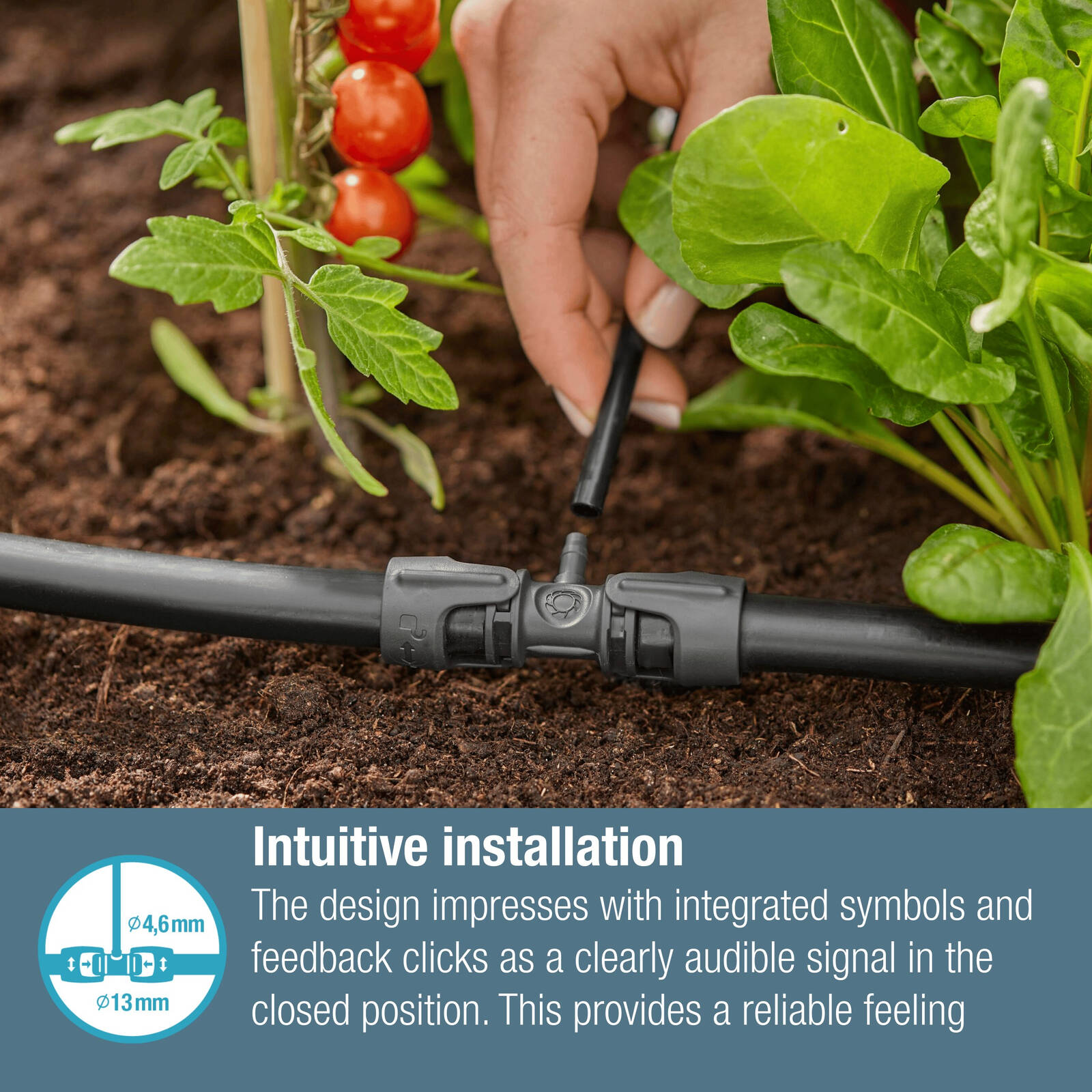 GARDENA 13mm to 4.6mm Micro Irrigation T-Joint in Black High-Impact Plastic, 5 Pack