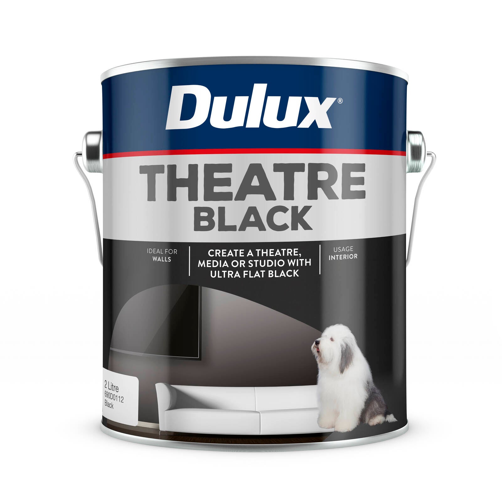 Dulux Design Theatre Paint 2L Black, Flat Water-Based Interior