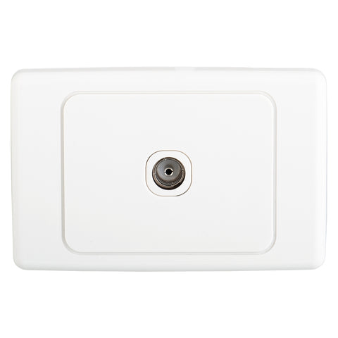 DETA PAL Outlet - White Polycarbonate Nickel Plated TV Antenna Wall Plate