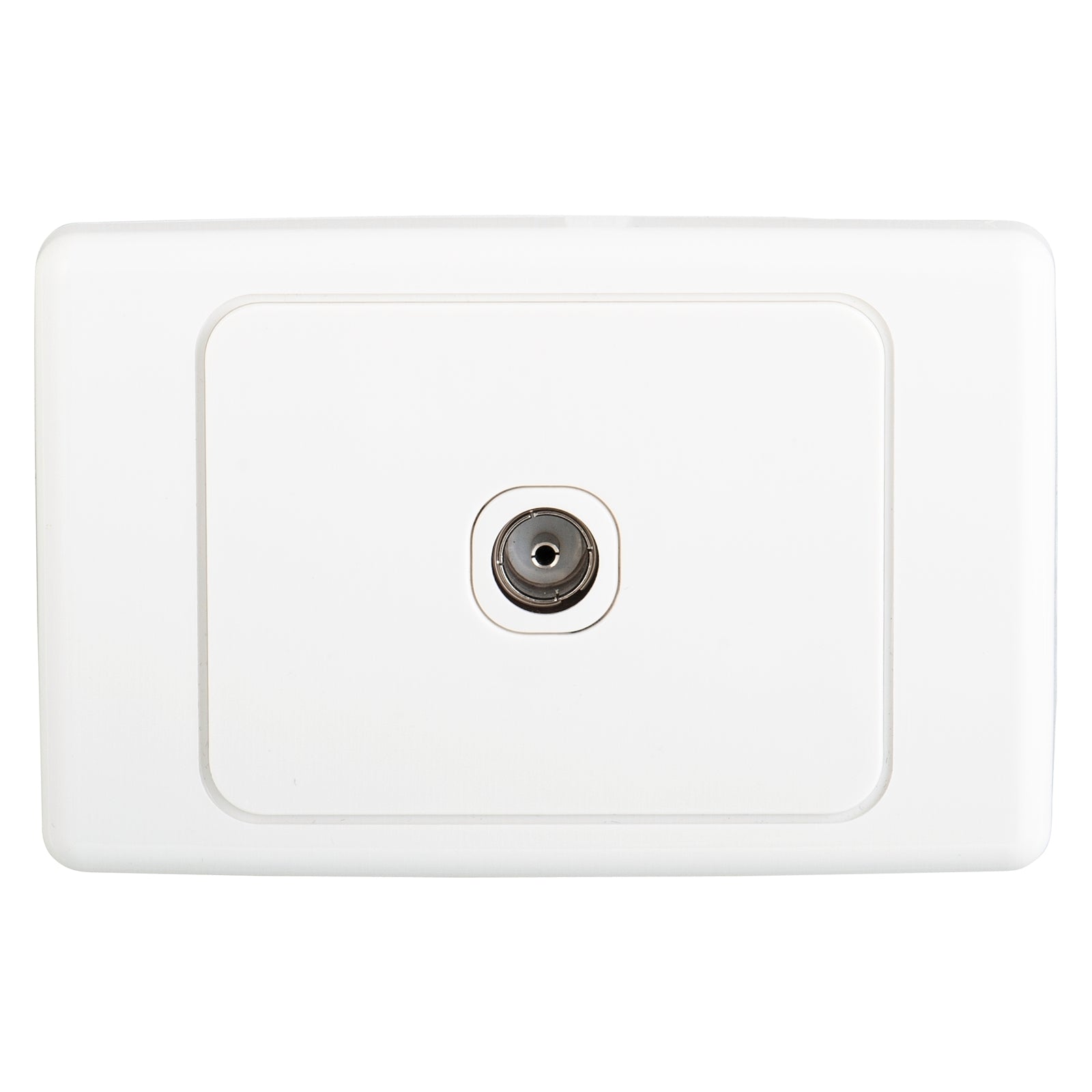 DETA PAL Outlet - White Polycarbonate Nickel Plated TV Antenna Wall Plate