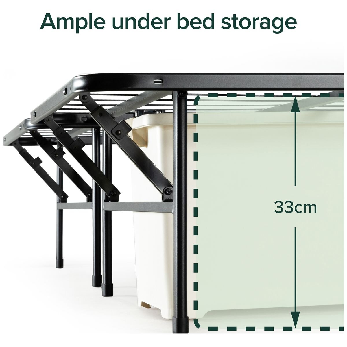 Zinus Smartbase Folding Bed Frame King - Black Steel, 33cm Under-Bed Clearance - AU-SBBK-14K