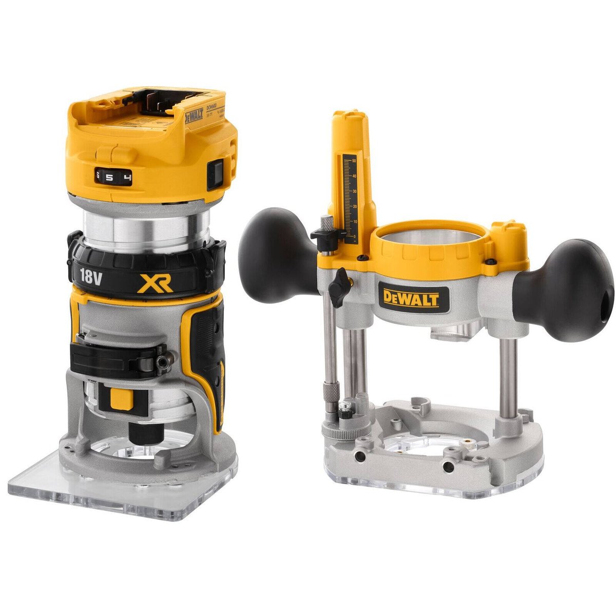 DeWALT 18V XR Cordless Brushless 1/4" Laminate Trimmer Router Plunge Base Skin DCW604N-XJ