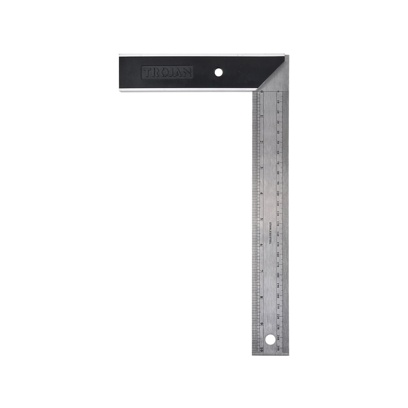 Trojan 250mm Stainless Steel Try and Mitre Square, Dual Calibration