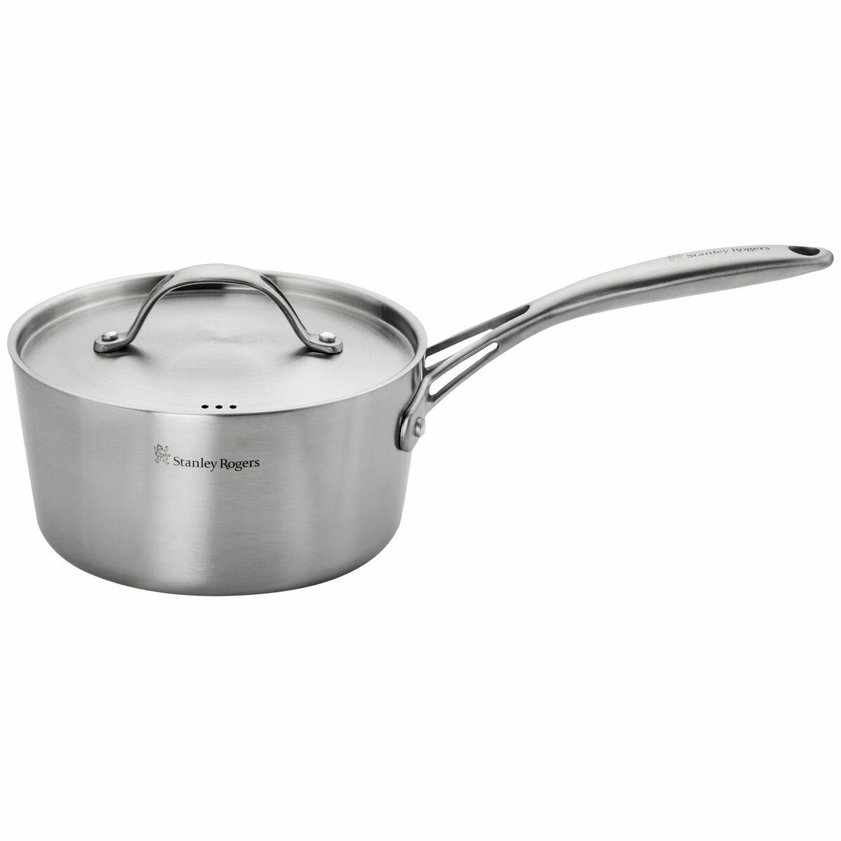 Stanley Rogers 18cm Conical Tri-Ply Saucepan with Lid - Induction Compatible, Oven Safe to 200°C - 42328