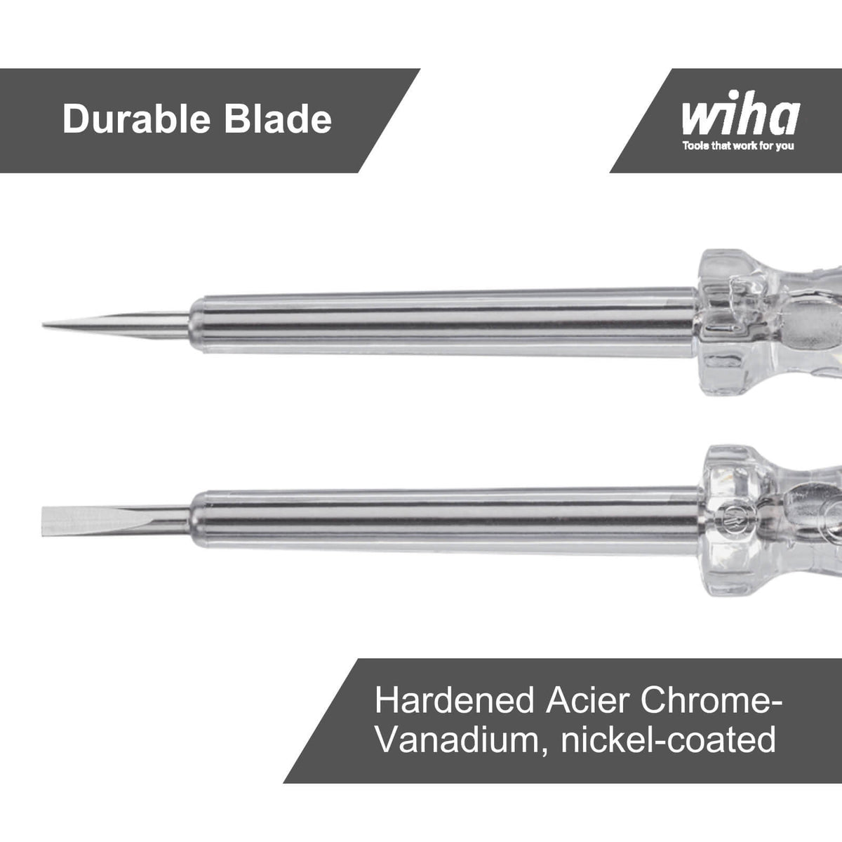 Wiha Voltage Tester Screwdriver 120-250V VDE Chrome-Vanadium Slotted