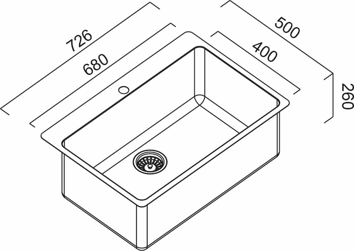 Abey Latrobe 70L single bowl inset stainless steel laundry tub with overflow - LT70B