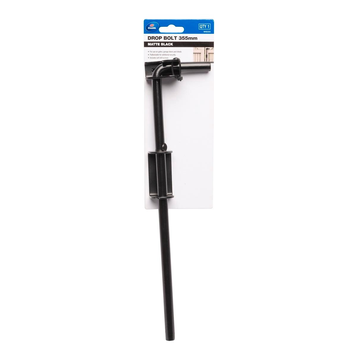 Zenith 355mm Matte Black Steel Drop Bolt