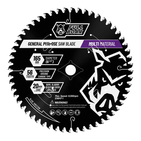 Full Boar 165mm 54T Multi-Material Circular Saw Blade, 20mm Bore
