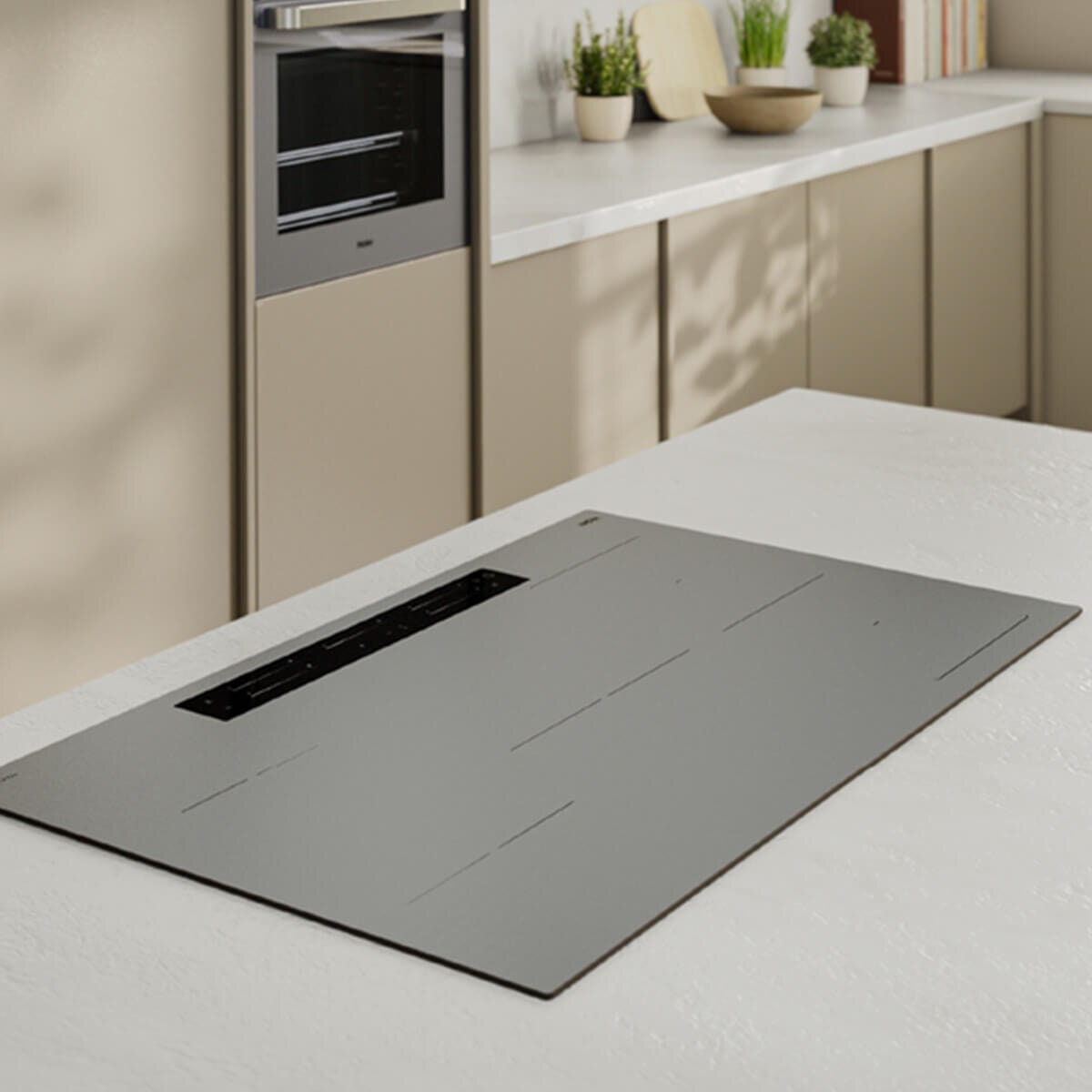 Haier 90cm 500 Series induction cooktop - five zones with Flexi Zone - grey glass - HCI905FTG4