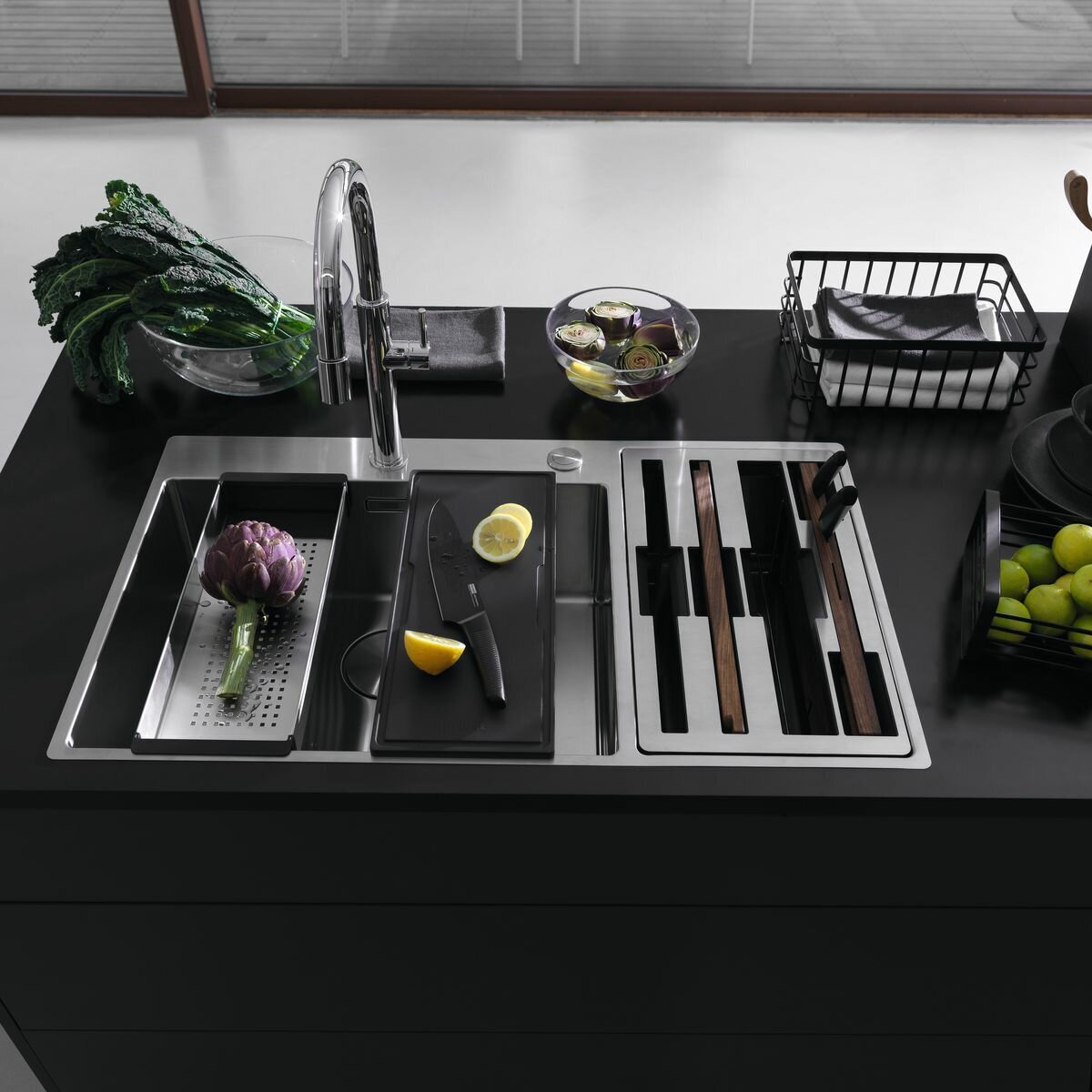Franke Box Centre double bowl sink 44L main and 26L small - 18/10 stainless steel - BWX220-54/27SBR