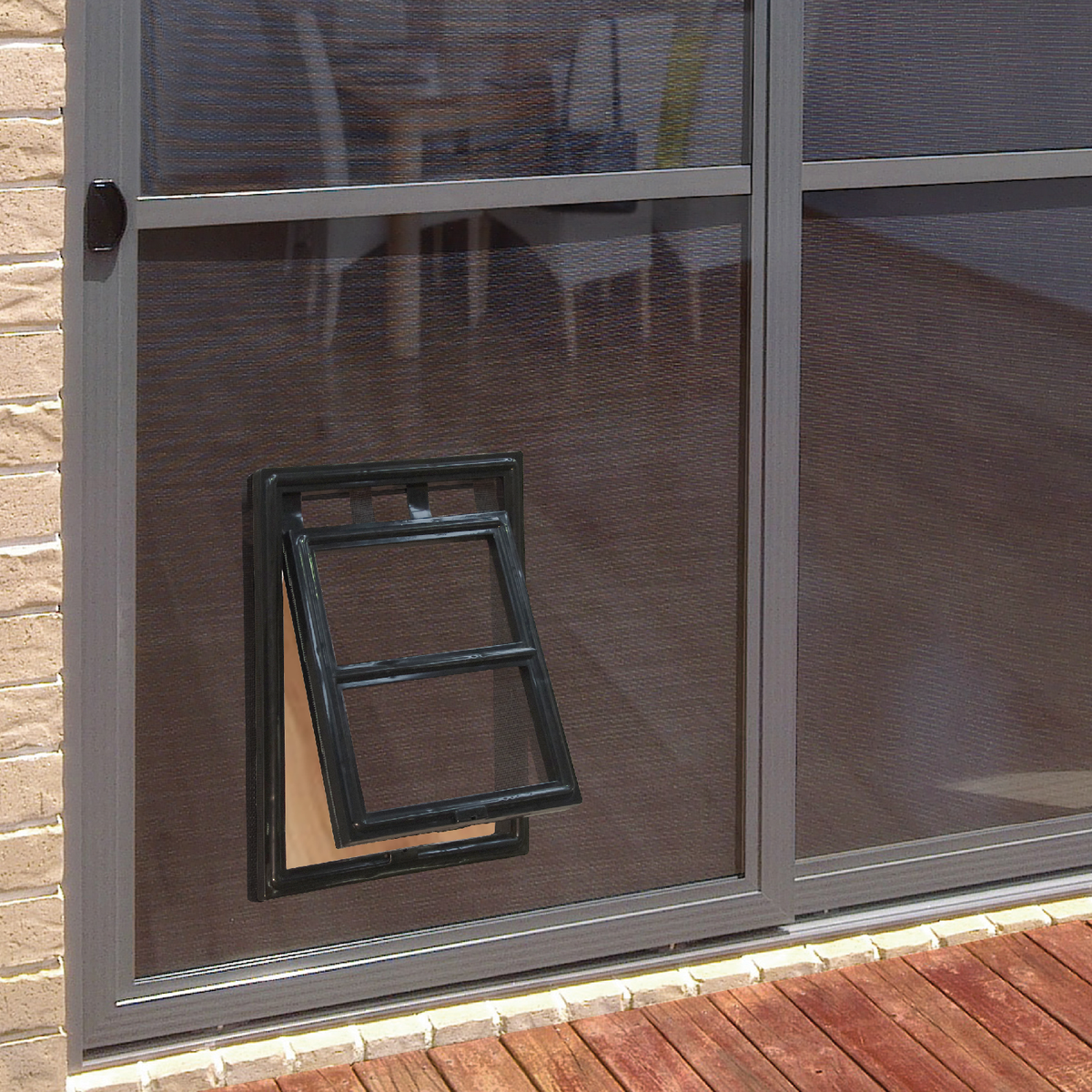 Pillar Products 202 x 254mm Black Polypropylene Flyscreen Pet Door - Medium