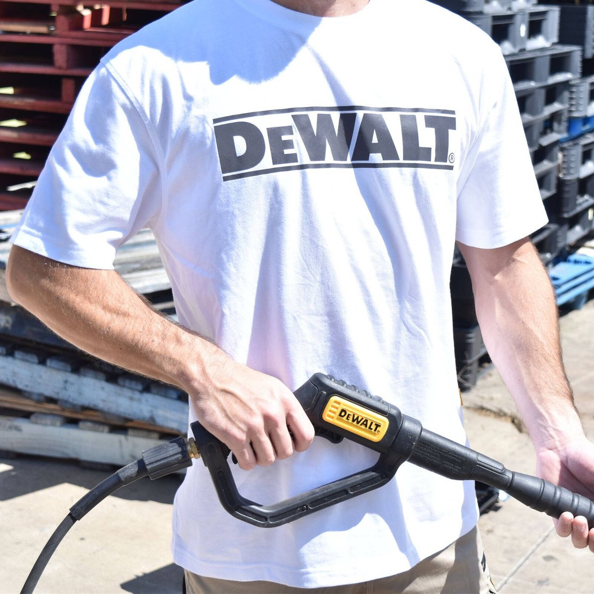 DEWALT Men's White Oxide Crew Neck Work Shirt Cotton/Polyester - Size L