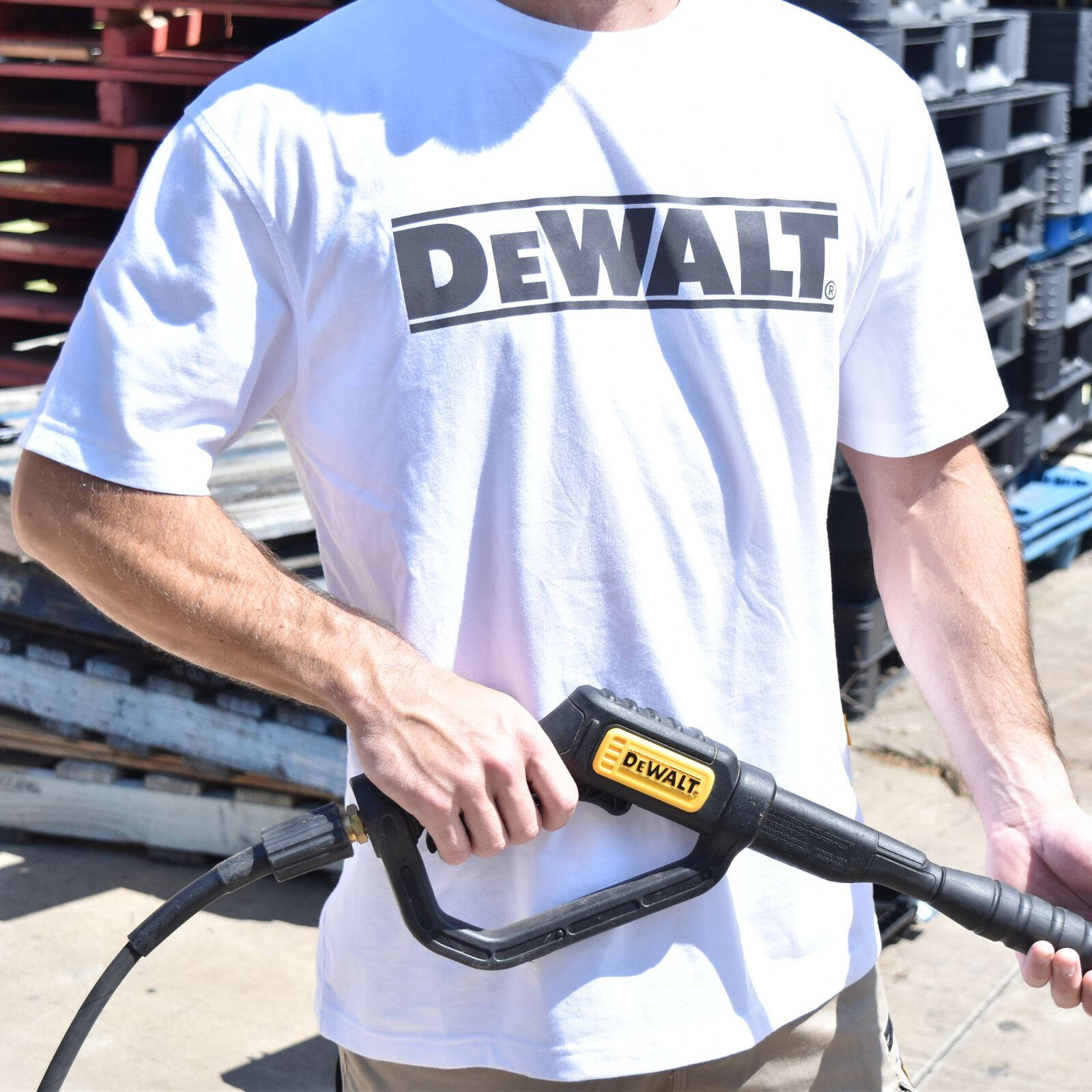 DEWALT White Oxide Crew Neck Shirt - Men's Size XL, Cotton Polyester