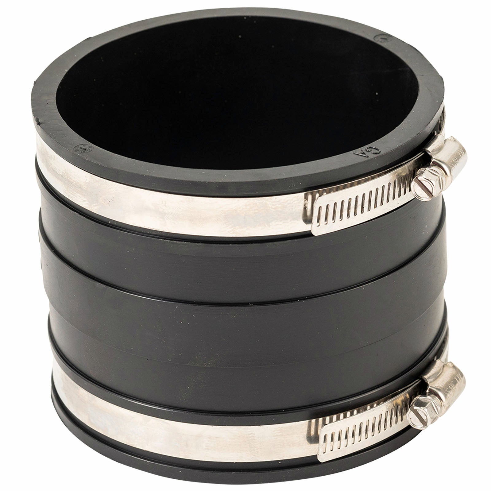 Deks 100mm PVC to PVC Rubber Joiner - EPDM & Stainless Steel, Underground Rated, Black