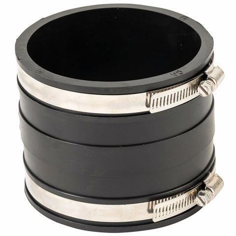 Deks 100mm PVC to PVC Rubber Joiner - EPDM & Stainless Steel, Underground Rated, Black