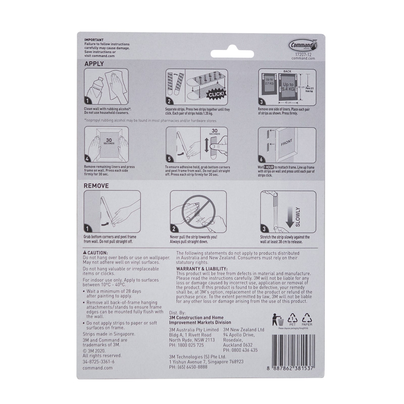 Command Narrow Picture Hanging Strips White 12 Pack