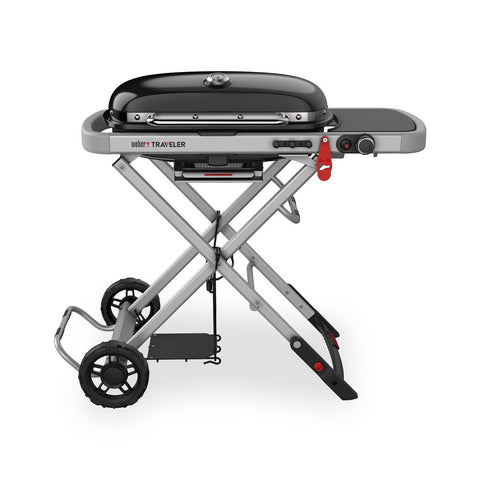Weber Traveler Portable LPG BBQ - 2065cm2 Cooking Area, Push Button Ignition, Black - K9010024