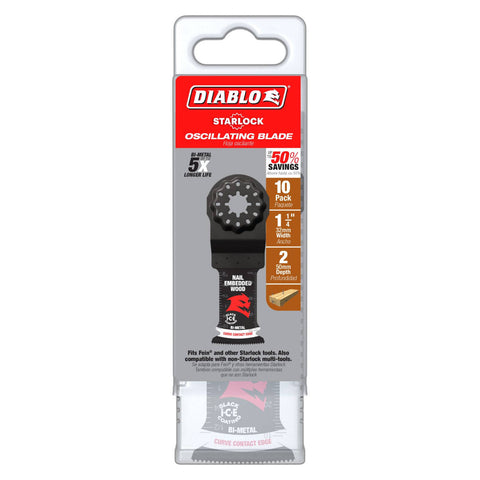 Diablo 30mm Starlock Demo Demon Bi-Metal Oscillating Blade Nail-Embedded Wood 10 Pack