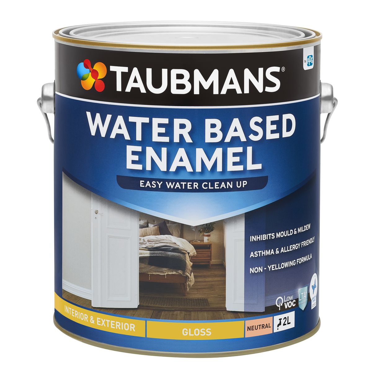 Taubmans 2L Neutral Gloss Water Based Enamel Paint - 2L - Grease Resistant, Low VOC - SuperSaverAU - view 1