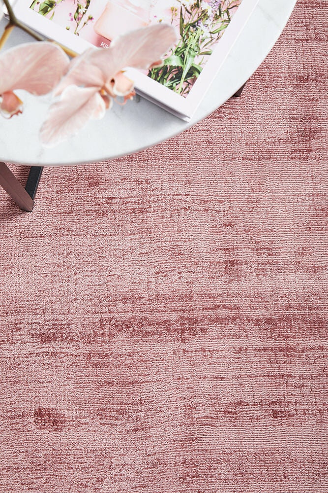 Rug Culture Bliss Medium Rug 225x155cm - Rose Viscose, Hand Loomed, 8mm Pile - BLSBLUSH225X155