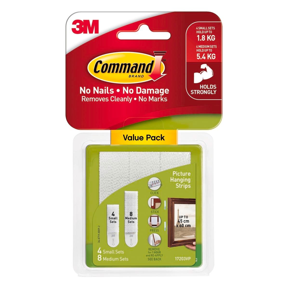 Command Small & Medium White Adhesive Picture Hanging Strips - 12 Pack