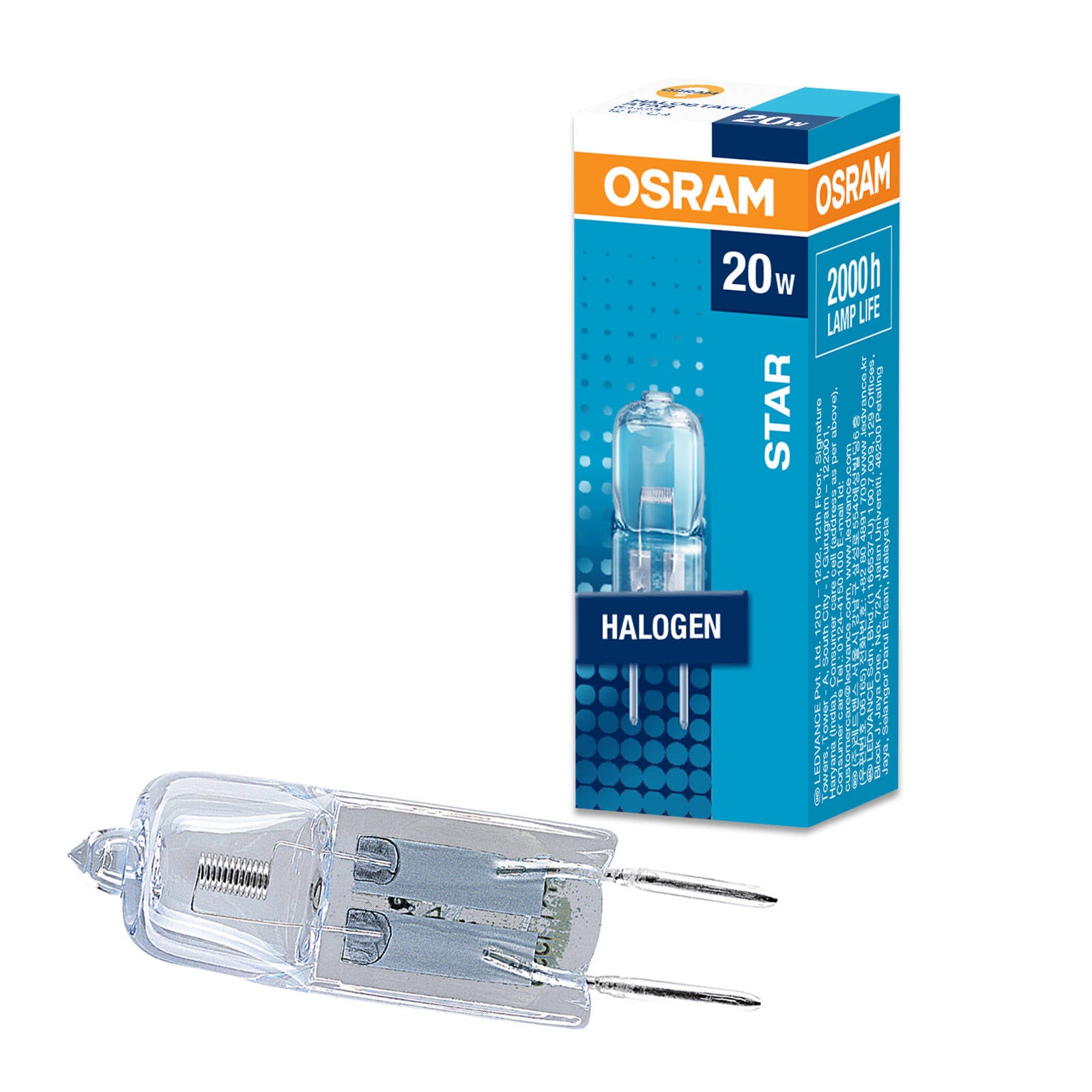Osram G4 Halogen Capsule Light Globe 20W 320lm Warm White Dimmable