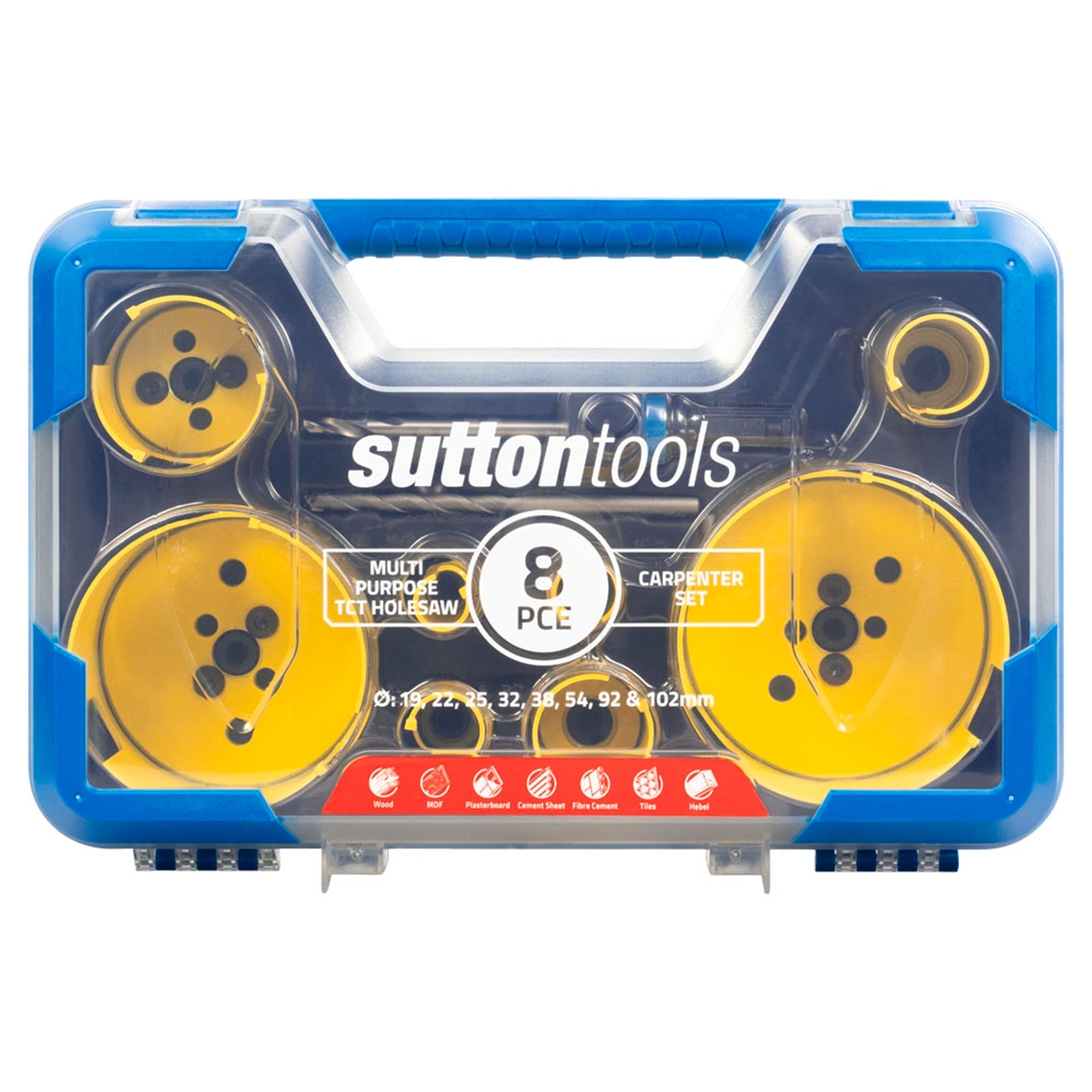 Sutton Tools 19-20mm 8 Piece Tungsten Carbide Carpenter Holesaw Set