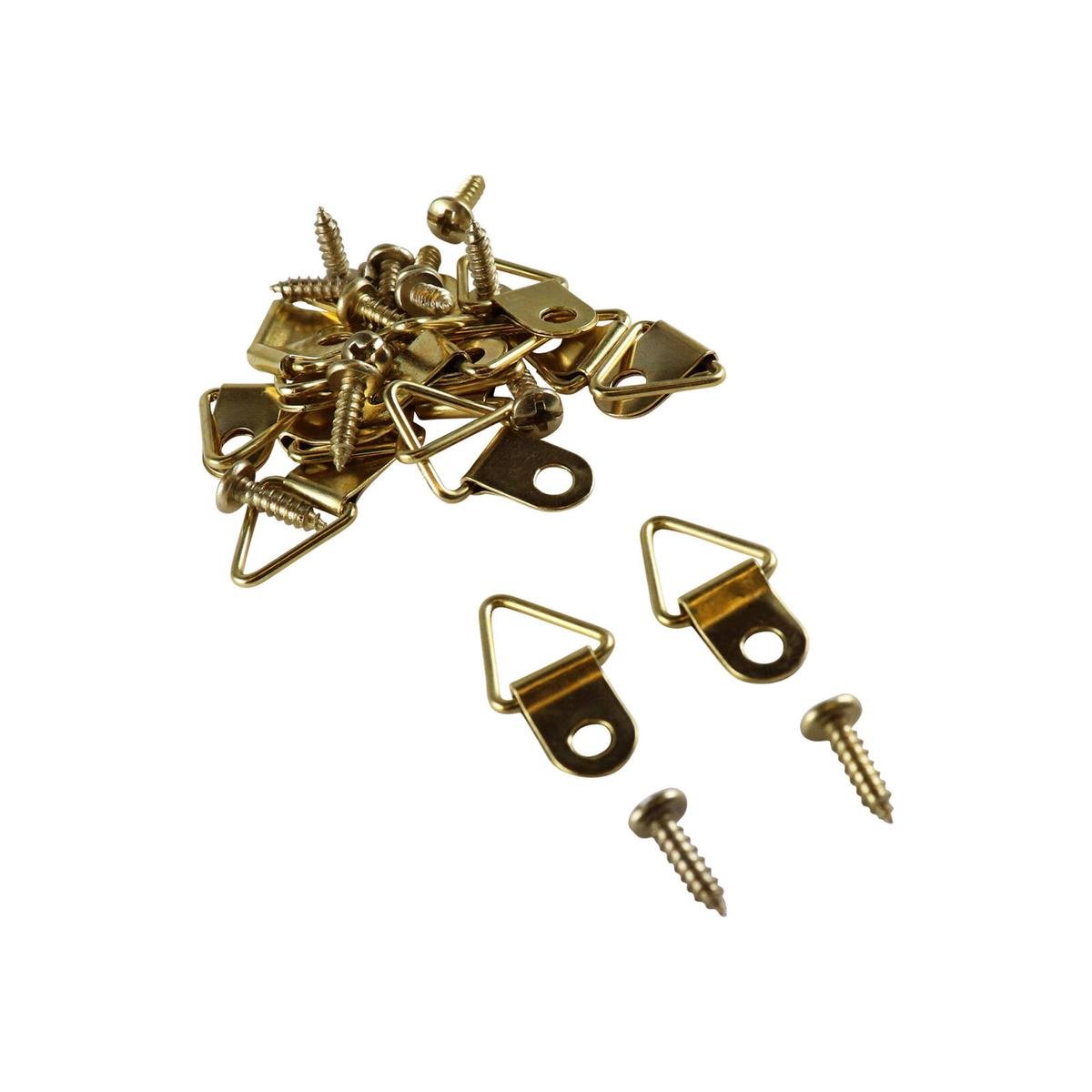 Everhang 6kg Brass Plated Steel Picture Hanging Triangle D-Ring - 25 Pack