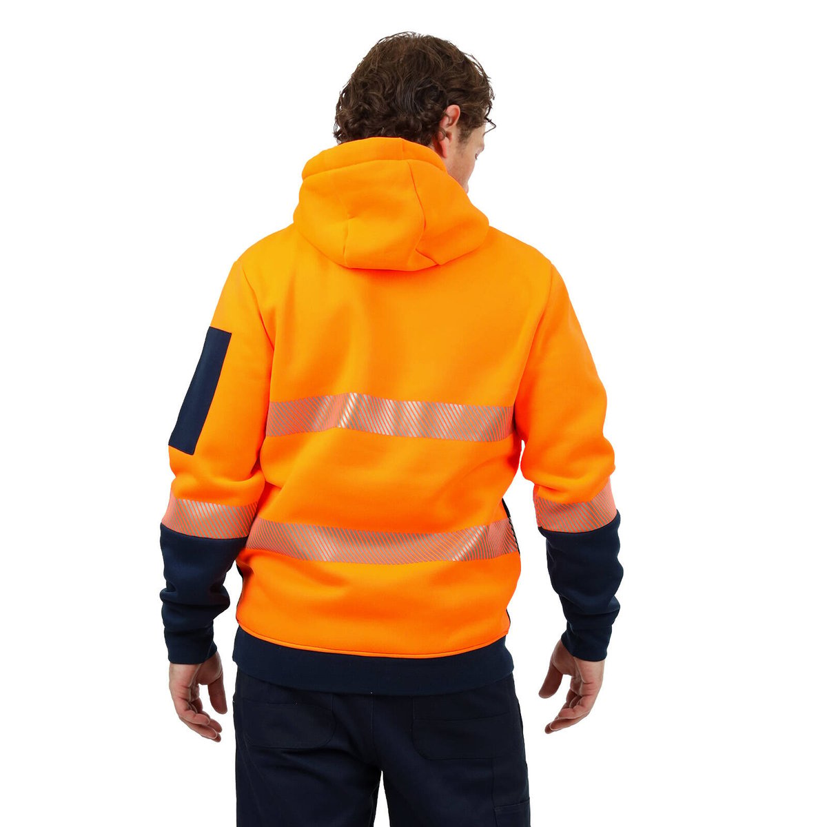 Citeco Orange Hi Vis Taped Hoodie - Men's Reflective Polyester, Small