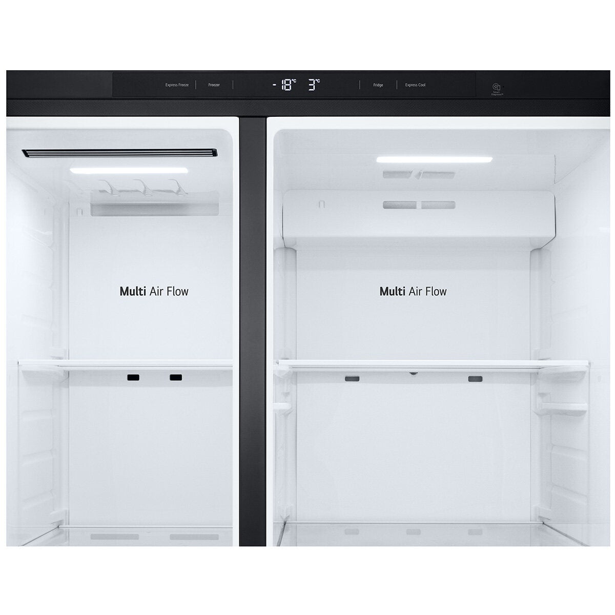 LG 664L Side by Side Fridge - Matte Black, Flat Door Design, 5 Star Energy, Smart Inverter - GS-B599MBL