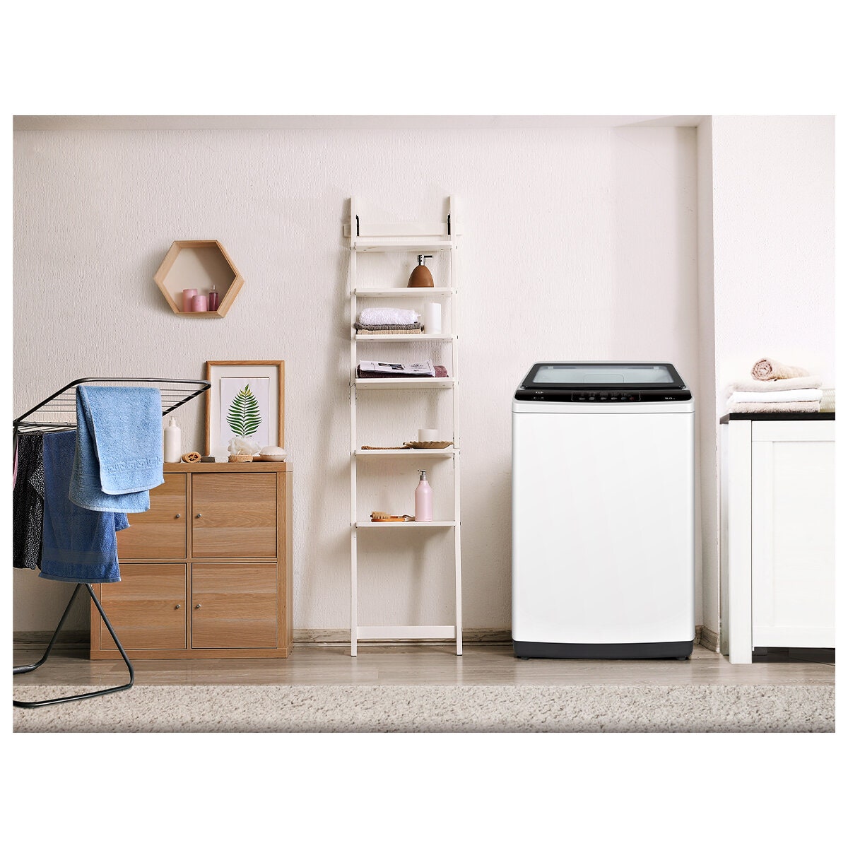 TCL 8kg Top Load Washing Machine - White, Direct Drive Motor, Soft-Close Glass Lid, Fuzzy Logic - F708TLW