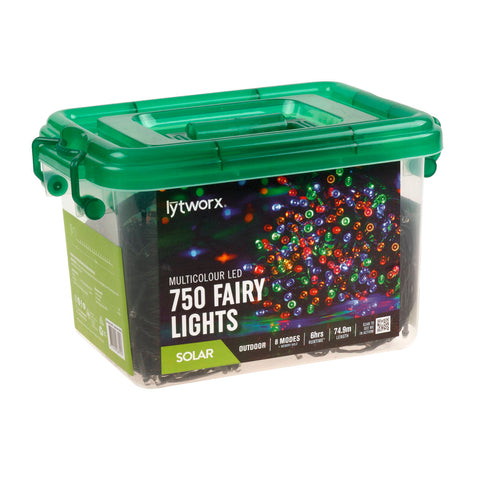 Lytworx 750 Pack Multicolour Solar Fairy Lights Outdoor