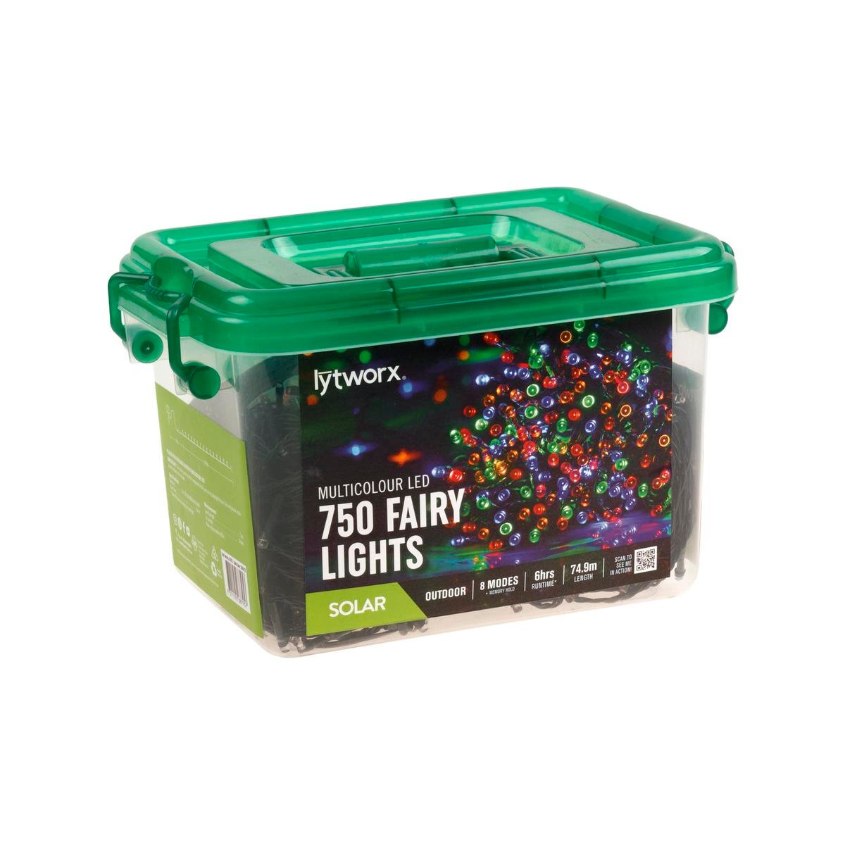 Lytworx 750 Pack Multicolour Solar Fairy Lights Outdoor