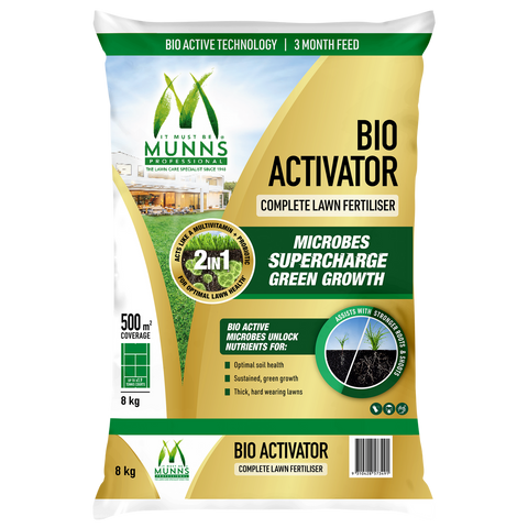 Munns Professional Bio Activator Lawn Fertiliser - 8kg Granular - 500m² Coverage - Promotes Strong Roots - SuperSaverAU - view 1