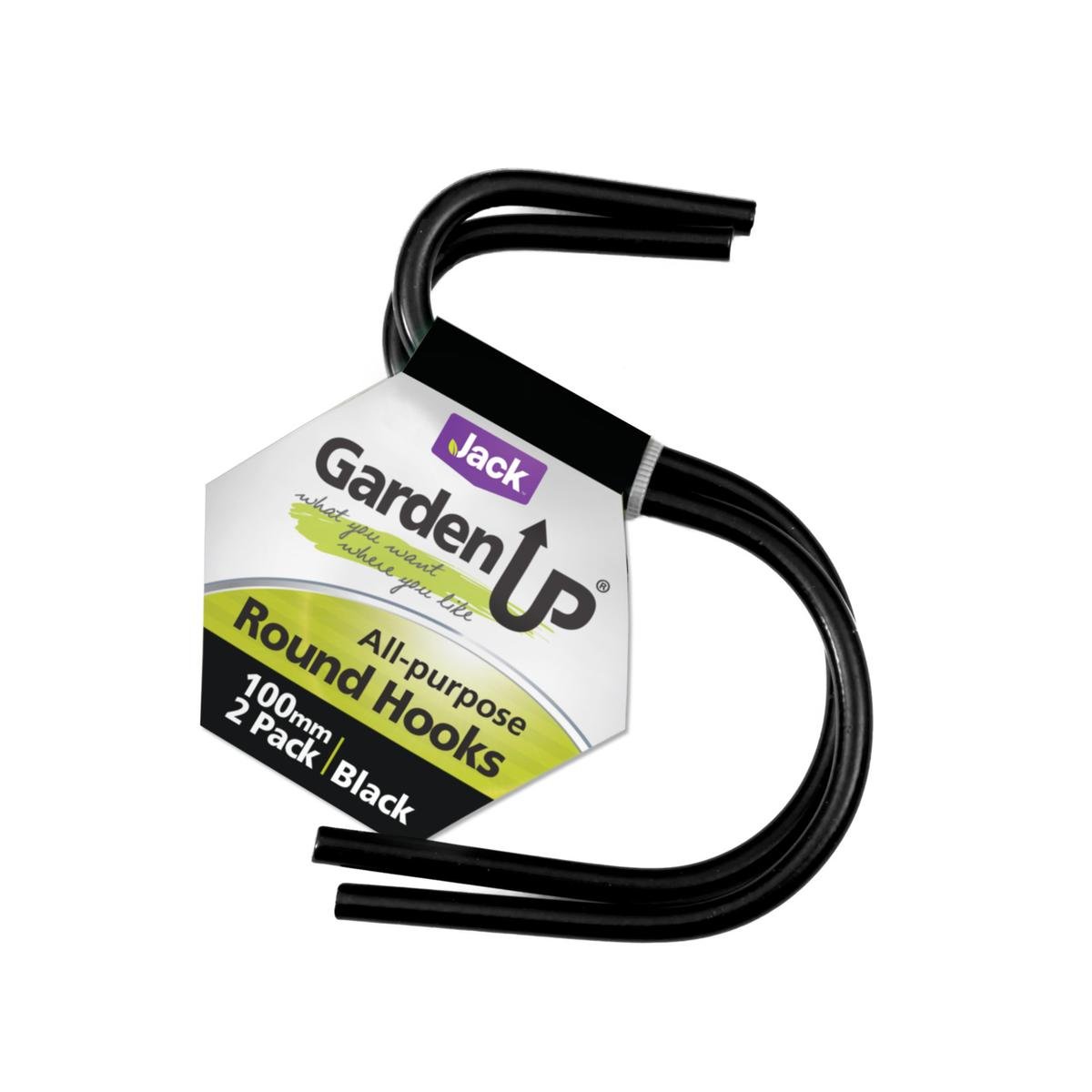 Jack Round Hanging Basket Hook Black Steel 100mm - 2 Pack