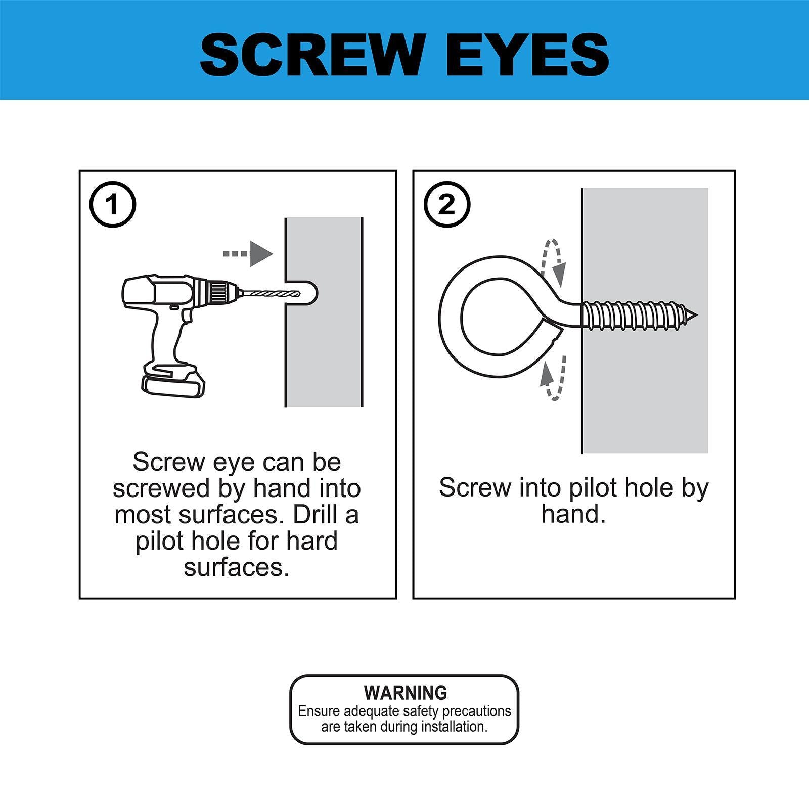 Everhang 30mm Zinc Plated Steel Screw Eye Hook - 2 Pack